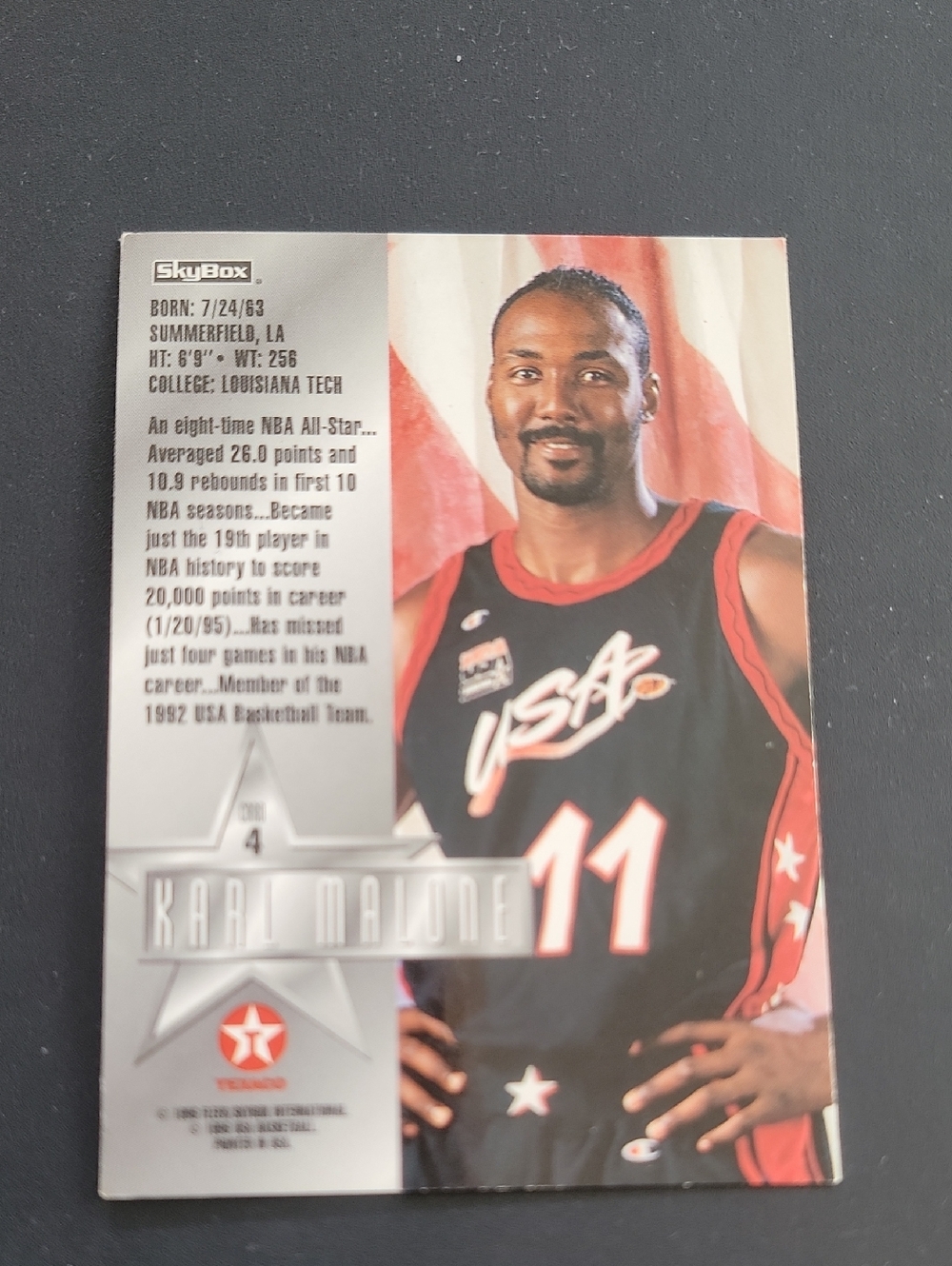 Karl Malone USA Basketball Card  Black  and Red 11 Jersey